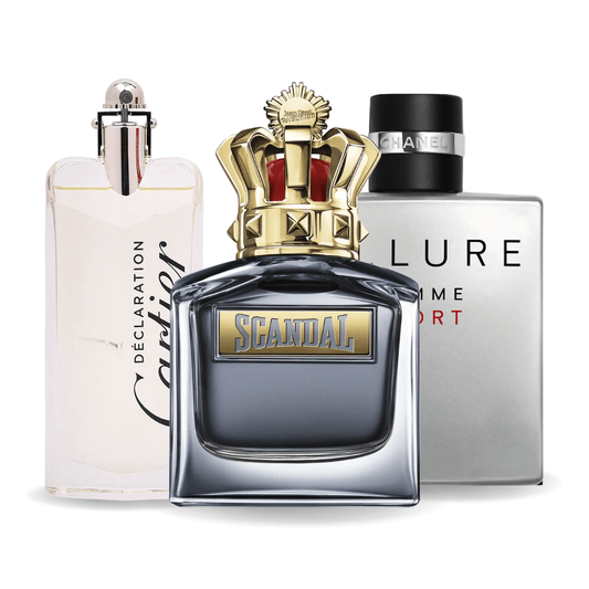 3 parfüm készlet Allure Homme Sports, Jean Paul Gaultier Scandal, Cartier Declaration 100ml